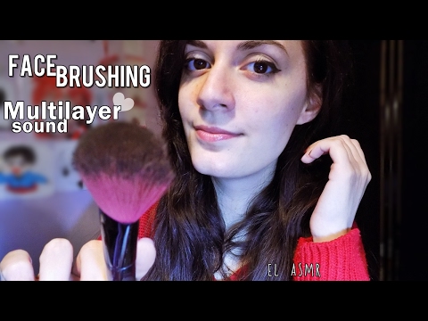 ASMR♥ FACE BRUSHING| AMAZING MULTI LAYER SOUND! [no talking]