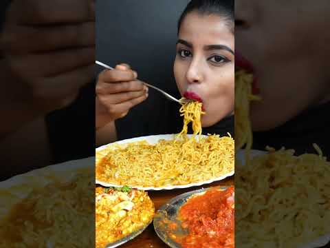 ASMR Eating Spicy Pani Puri,Pav Bhaji,Egg,Maggi Masala Noodles Big Bites ASMR Eating Mukbang Video