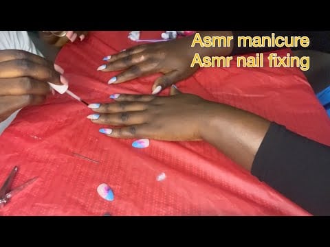 Asmr ✨Giving my sister a manicure and fixing her nails with Bubblegum cracking.