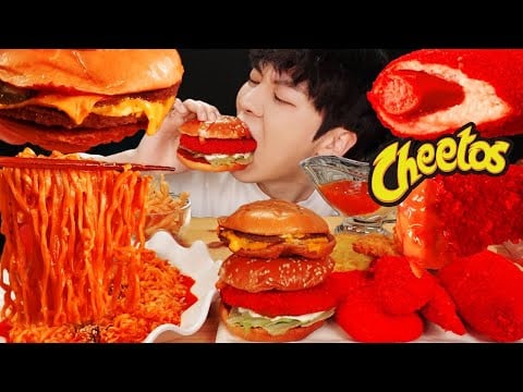 ASMR MUKBANG | 직접 만든 치즈 불닭볶음면 & 치토스 햄버거 핫도그 치킨 먹방 & 레시피 FIRE NOODLES AND CHEETOS EATING
