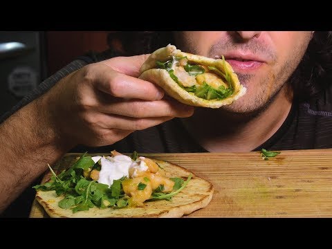 ASMR Spicy Honey Sriracha Shrimp Pita Wrap ! * Eating Sounds * 먹방