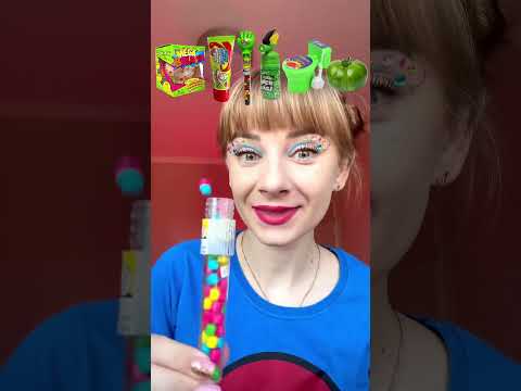 ASMR Emoji Green Candy Giant Ball, Liquid Jam, Spray #shorts