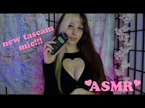 ASMR 💕 First asmr with a Tascam mic! (mouth sounds, mic brushing, fabric scratching)