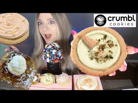 ASMR Crumbl Cookie Review | MINI Pistachio Gelato, French Toast, Wedding Cake, Pink Velvet