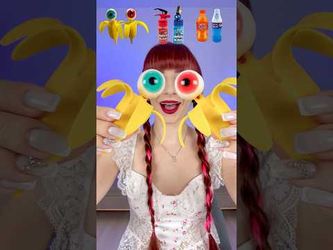 ASMR Gummy Eyeballs Bananas, Candy Spray, Bottle Candy #mukbang