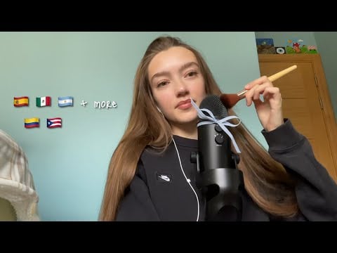 ASMR Whispering the Names of Spanish Speaking Countries! | Soft Whispers + Mic Brushing