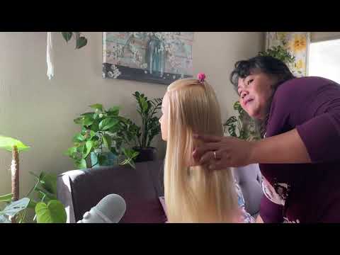 ASMR Hair Play - Hair Styling W/ Different Styles - with Cute Accessories [ Hair brushing 🫠 Enjoy