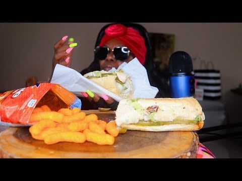 Cheese Doodles With Big Spicy Swiss Tuna ASMR Eating Sounds