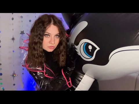 Inflatables ASMR | Deflating My Giant Inflatable Whale | Latex Coat And Leather Gloves Sounds