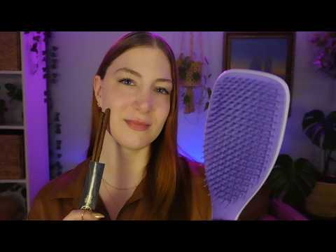 ASMR Best Friend Sleepover Roleplay ❤️ Visual Triggers, Hair Play, Personal Attention & Mic Scratch