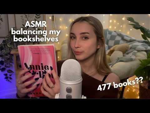 ASMR Balancing My Bookshelves for February & March! (whispered, lots of book triggers)