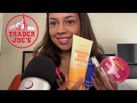 ASMR showing you my collection of trader joe’s beauty products! 🌺 (skincare, haircare, body care)