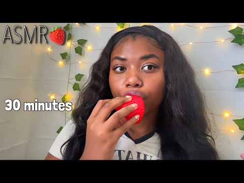 ASMR The Most Tingliest Squishy Eating Strawberry Sounds🍓(Mouth Sounds)