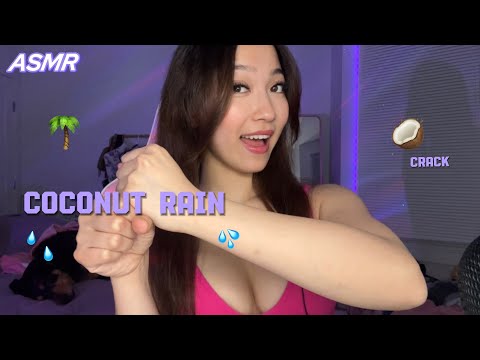 ASMR 🥥 Coconut RAIN ☔️ Mouth Sounds & Visual Triggers ✨