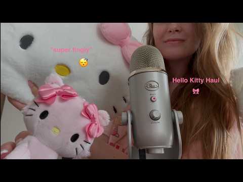 🎀ASMR tingly Hello Kitty Haul (tapping, scratching & whispers)✨💤