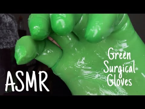 2K Celebration! Green surgical gloves (Dry and with Vaseline) • ASMR