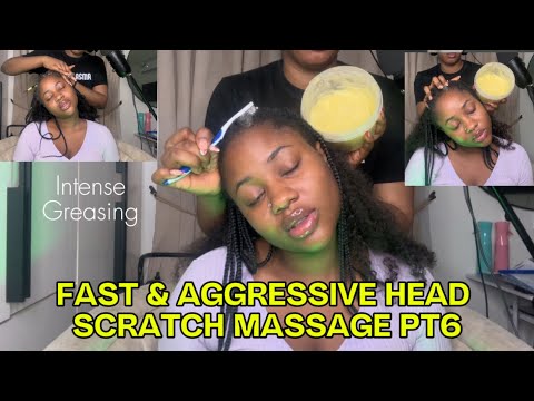 ASMR 🍃Fast & Aggressive Intense Head Scratch Massage With Shea butter greasing and Relaxing Sounds