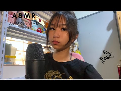 ASMR Aggressively Cutting Your Hair [ Haircut Roleplay ] ╰┈➤