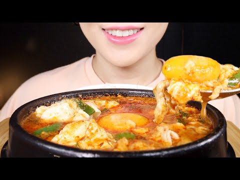 ASMR Soft Tofu Stew | Soondubu Jjigae | 순두부찌개 | Korean Food | Eating Sounds Mukbang