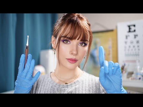 ASMR E.R. Nurse Delicate Checkup - Roleplay (Face Exam, Eye Cranial Nerve Exam, Ear, Scalp, Sleep)