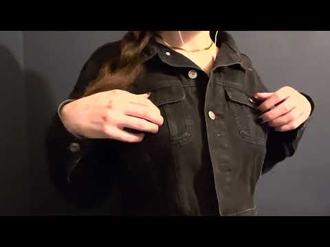 1 HOUR ASMR ✨ slow fabric scratching ❤️ black denim jean jacket ⚡️ Hand movements 💕 No talking!