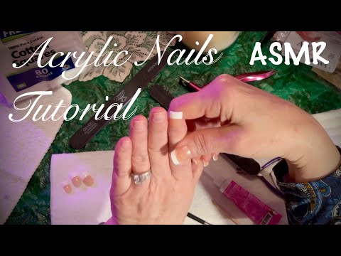 ASMR Acrylic Glue-on Nail Application Tutorial (Soft Spoken) How to apply KISS brand acrylic nails.