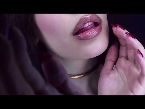 ASMR Slow Hand Movements & Mouth Sounds in Dark Background For Sleep