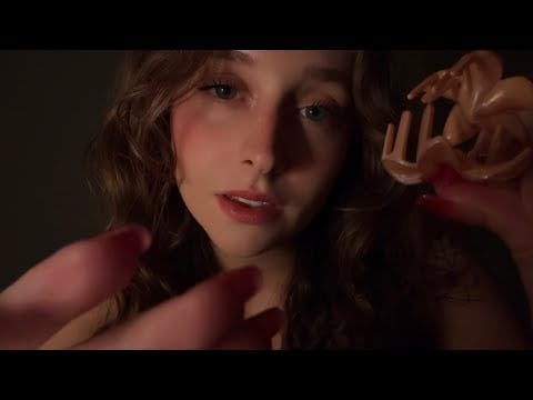 ASMR relaxing hair clipping and face brushing (LOTS of mouth sounds)