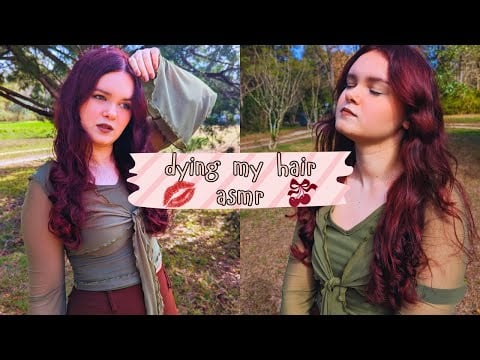 dying my hair ASMR 💋🍒 (cutting, brushing, and dying hair sounds with whispers)