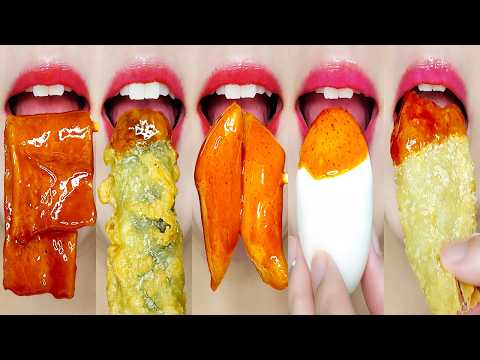 ASMR Spicy Tteokbokki & Crispy Fried 🌶️🍤 Emoji Food MUKBANG 떡볶이 & 튀김 먹방 Eating Sounds