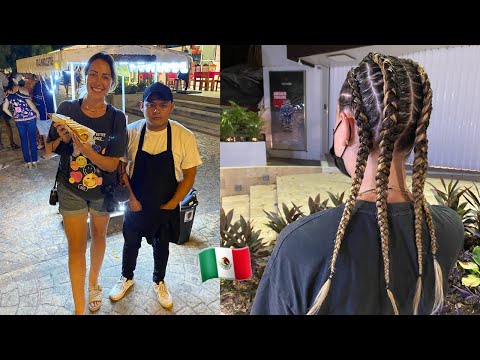 Trenzas callejeras en la QUINTA AVENIDA Playa del Carmen, México 🇲🇽