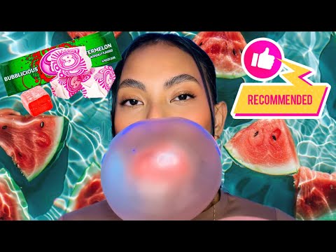 ASMR Chewing 5 Pieces Of Bubbalicious Watermelon Gum