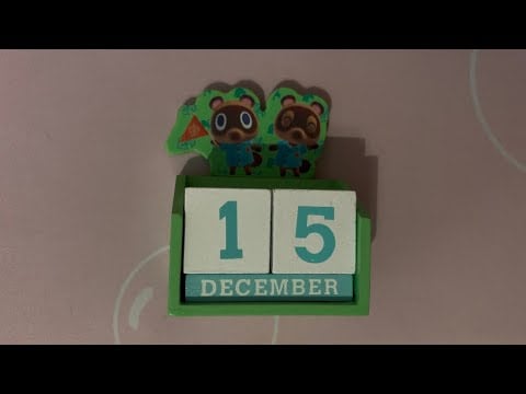 ASMR Tapping On An Animal Crossing Wooden Block Calendar | No Talking