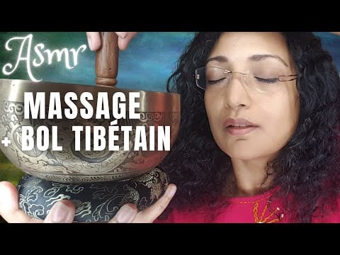ASMR massage des cheveux et bain sonore avec bol chantant tibétain ✨ outils de massage 🌿