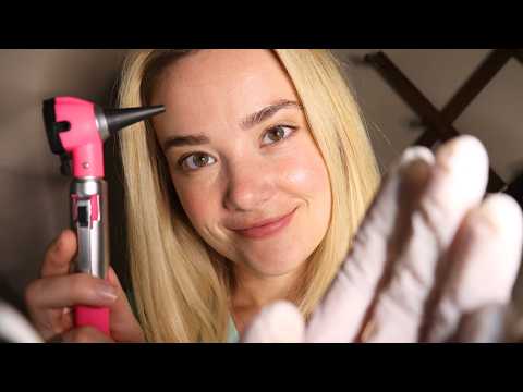 ASMR OTOSCOPE EXAM Nurse Roleplay! Ear Sounds, Gloves, Cleaning