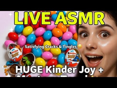 "LIVE ASMR Surprise Eggs Unboxing Huge Kinder Joy + Mystery Toys! #kinderjoy #shorts #viral #gems