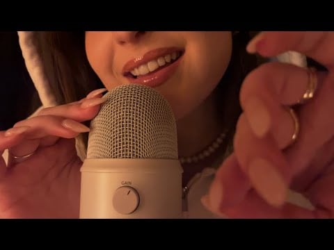 ASMR | delicate mouth sounds & face touching (visual + auditory tingles)