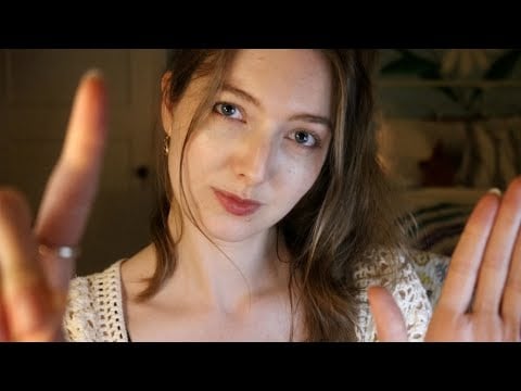 ASMR Face Scanning Visuals & Mouth Sounds ✨ Sleepy Hand Movements w/ Whispers