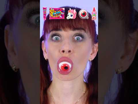 ASMR Pink Emoji Sour Candy, Gummy Eyeball #shorts