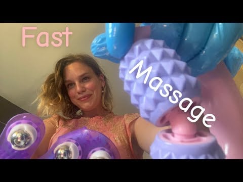 [ASMR] Fast & Aggressive Neck And Shoulder Massage With Gloves, Oil And Rollers