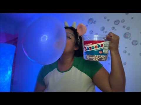 BIG BUBBLE ASMR | blowing MASSIVE bubble BAZOOKA gum popping & chewing sounds #bubblegum #bubble