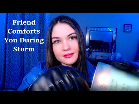 ASMR [Friend Comforts You During Storm] | Gentle Voice & Rustling of Leather Jacket