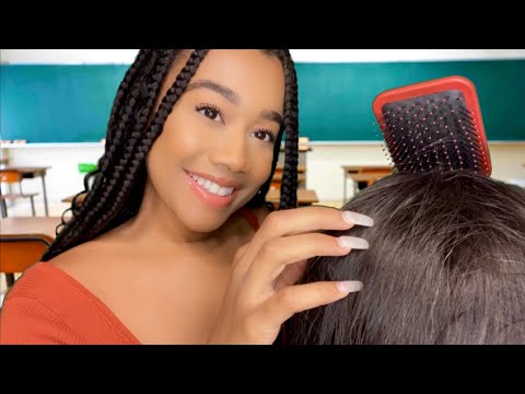 ASMR Girl In The Back Of The Class Plays With Your Hair P3💆💞 ASMR Hair Play