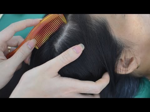 ASMR Real Person Hair Parting, Scalp Scratching, Scalp Massage With Comb, Therapy Sounds For Stress