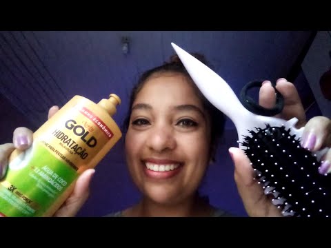 ASMR Repartindo seu cabelo e fazendo tranças (repartição com cabo da escova, escovação, creme)🌙✨
