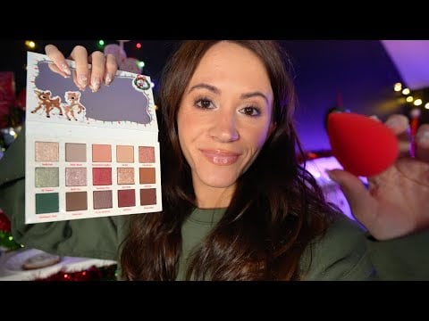 ASMR Doing Your Festive Christmas Makeup 💄 (layered sounds, personal attention)
