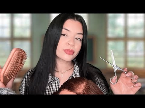 ASMR $5 haircut and styling (for free??????)