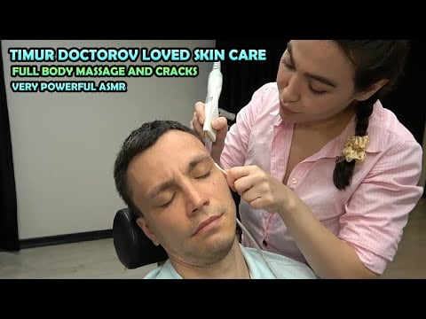 ACNE REMOVAL, SKIN CARE AND BODY MASSAGE FOR TIMUR + CRACKS + ASMR Full Body Massage For Deep Sleep