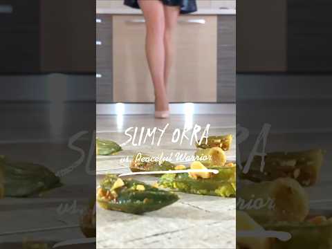 Pea's Pumps vs. Slimy Okra! High Heels Crushing Food! Oddly Satisfying! ASMR