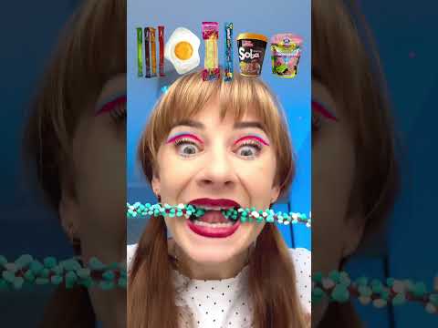 ASMR Emoji Eating Jelly Straws, Candy Sticks, Nerds Rope #shorts